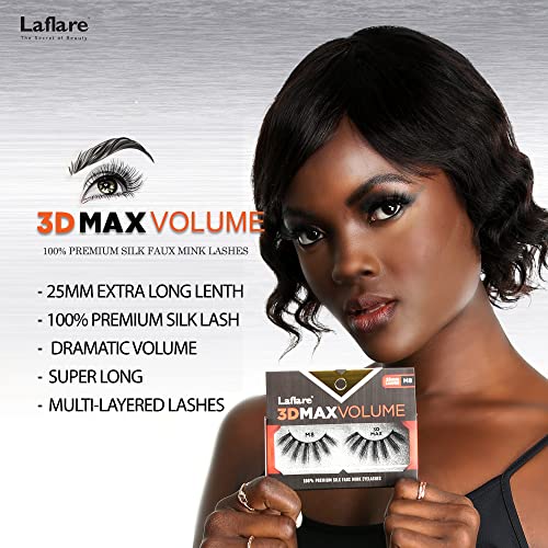 Laflare 3D MAX VOLUME Silk Faux Mink Eyelashes 25mm 3 Pack
