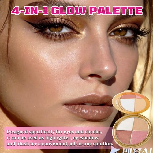 Multifunctional Eye & Cheek Palette with Blush Brush – Long-Lasting Makeup Set