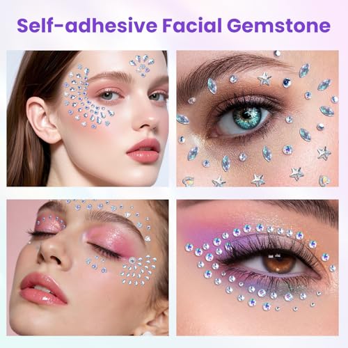 Face Gems Self-Adhesive Rhinestones, 1965pcs Holographic