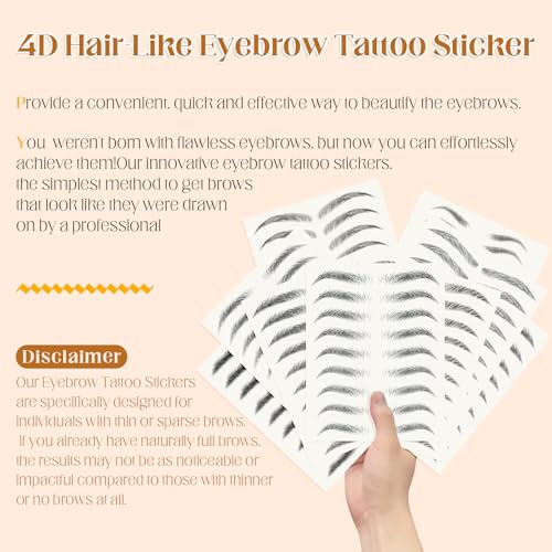 4D Hair-Like Eyebrow Tattoo Stickers, 196 Pairs Waterproof