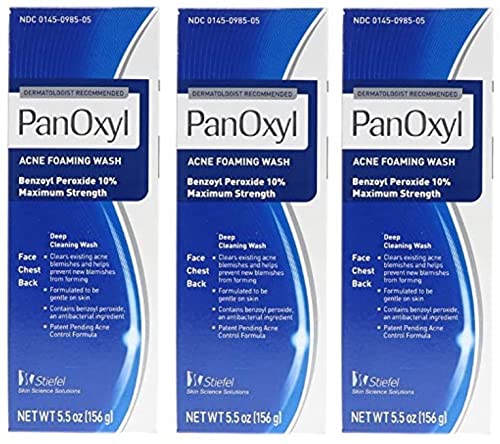 PanOxyl Stiefel 10 Percent Foaming Wash, Net Wt 5.5 oz,(Pack of 3)