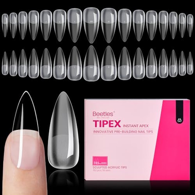 Beetles Tipex Apex Nail Tips, Stiletto Medium, 192pcs in 16 Sizes