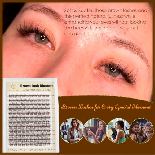 TEESTOU Dark Brown Wispy Lash Clusters Natural Look D-Curl 10-16mm