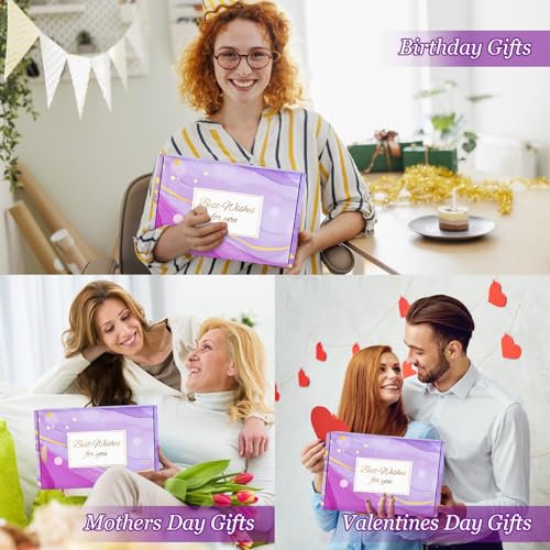 Luxury Purple Self Care Gift Box Set for Women with Bath Bombs, Scented Candles, Tumbler, Sleep Mask, Best Wishes Card, Birthday Spa Gift Package