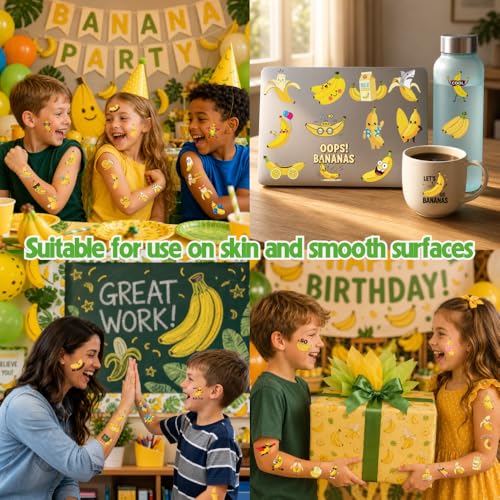 Banana Temporary Tattoos 96pc Set - Kids Party Favors