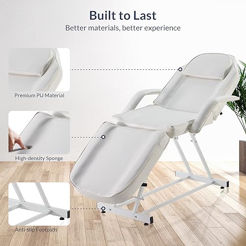 BELLEZE Adjustable Tattoo Chair - Facial Bed & Salon Equipment