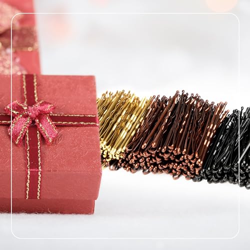 Bobby Pins 360 Pc Bulk Set - Black, Brown & Gold, 2 Inch