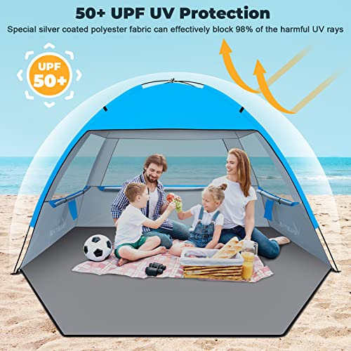 Venustas Beach Tent Sun Shelter for 3/4-5/6-7/8-10 Person, UPF 50+ UV Protection Portable Beach Canopy, Lightweight and Easy Setup Cabana