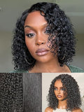 12 Inch LUVME Wet and Wavy Water Wave Short Curly Bob Wig with 5x5 Lace Closure, Side Part, Human Hair