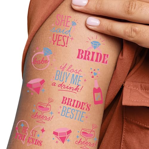 Bachelorette Temporary Tattoos for Women, 12 Sheets (96 Designs)