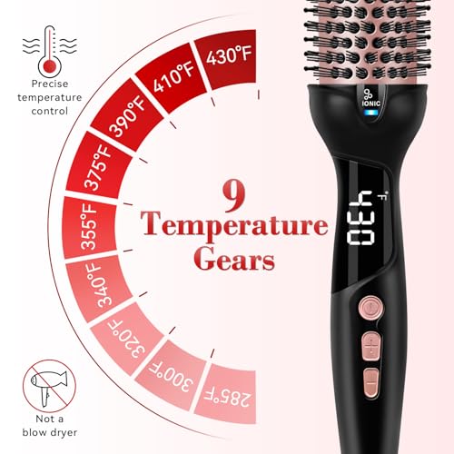 Ufree 1.5" Ionic Round Brush | 30s Fast Heat, 9 Settings, 285-430°F