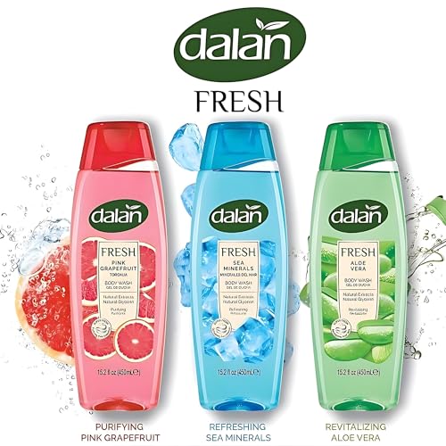 Dalan Natural Extracts Body Wash, with Fresh Pink Grapefruit & Aloe Vera & Sea Minerals, 15.2 fl oz (1 Pack, Aloe Vera)