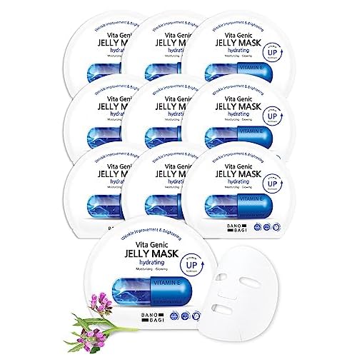 BANOBAGI Vita Genic Jelly Hydrating Face Masks Beauty w/Essence & 11 Vitamin Complex | Korean Face Mask Skin Care Sheet | Moisturizing Face Mask Facial Care for Dull & Dry Skin (1.8 fl oz, 10 Sheets)