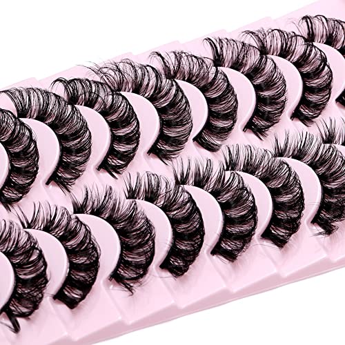 10 Pairs DD Curl 3D Russian Strip Lashes - Fluffy Reusable