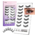 GAQQI Lash Kit - 064 False Eyelashes with Glue, 7 Styles, Reusable Wispy & Spiky Faux Mink