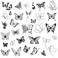 Butterfly Temporary Tattoos - Waterproof Black & White Fine Line