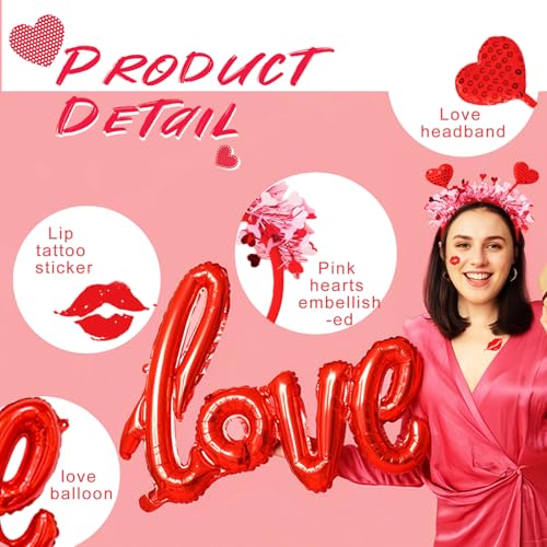 Valentine's Day Heart Sequin Bopper Headband Set - 3pc