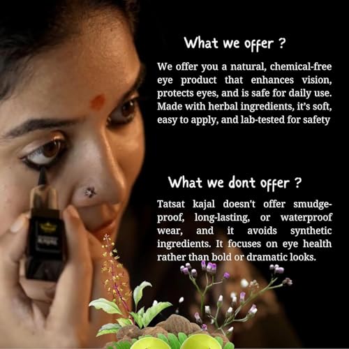 Tatsat Ayurvedic Herbal Kajal Eyeliner - Deep Black Natural Eye Care