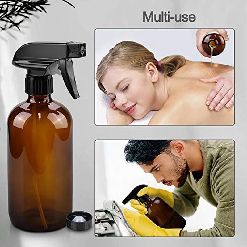 16oz Amber Glass Spray Bottles with Adjustable Nozzle - 1 Pack