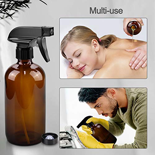 16oz Glass Spray Bottles for Cleaning & Hair - Refillable with Adjustable Nozzle