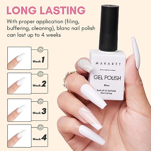 Makartt Gel Nail Polish, 1 Pcs 15ml White Gel Nail Polish For UV LED Light Blanc Gel Polish Soak Off By Acetone For Manicure DIY Nail Art Designs Home Salon