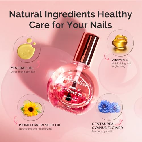 MelodySusie Rose Cuticle Oil - Hydrating Nail Repair with Real Flowers (28ml)