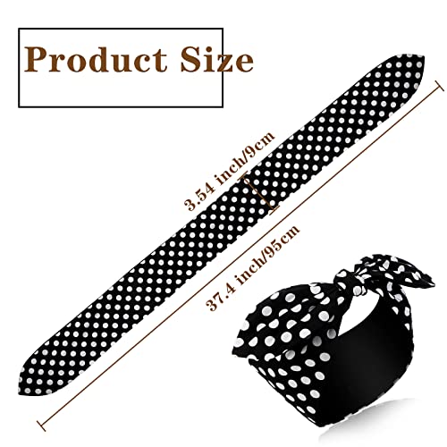 Hicarer Polka Dot Wired Headband with Bow – Adjustable Black Dots Hair Accessory