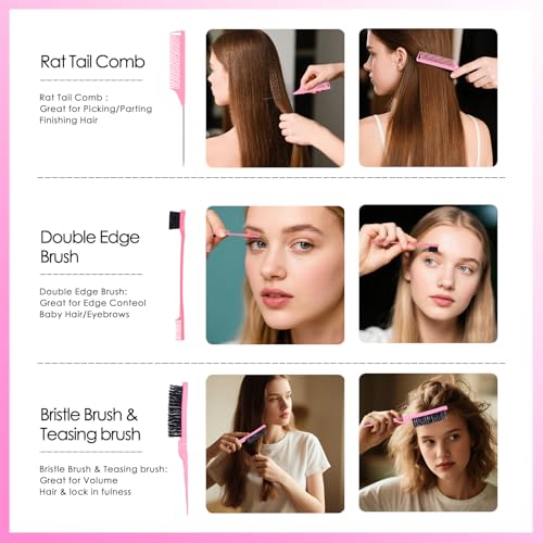 11-Piece Hair Brush Set with Detangling Brush & Spray Bottle