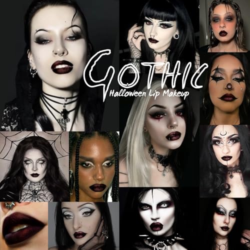 Goth Lip Gloss, Highly Pigmented Matte Burgundy Dark Lipstick with Shimmer, Silky Long Lasting Goth Makeup Shiny Lip Stain for Women, Moisturizing Lipstick for Daily, Halloween Vampire, Witch, Theater