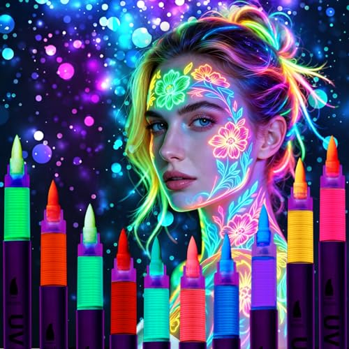 10-Color Glow in the Dark Face & Body Paint Pen Set