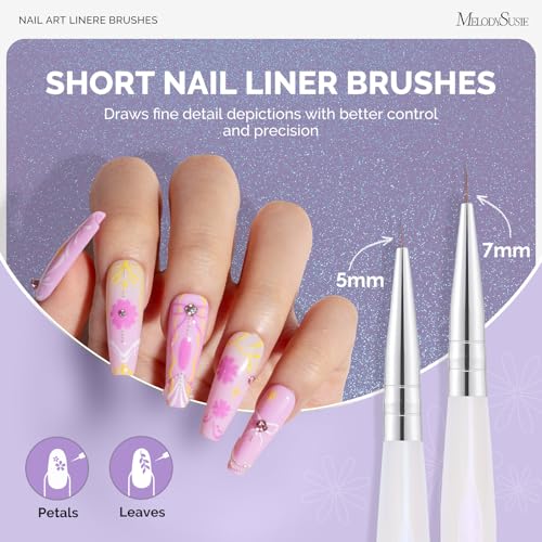 MelodySusie 5-Piece Nail Art Brush Set for Fine Detailing