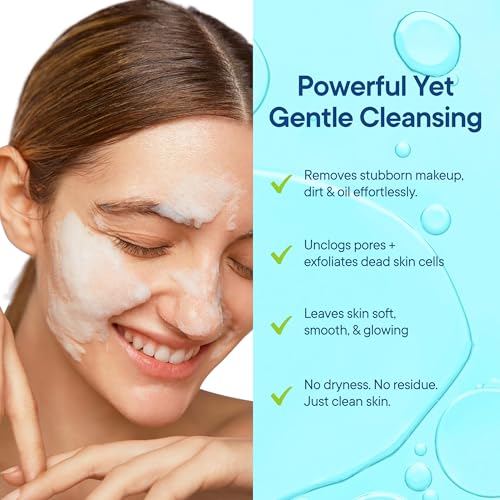 Facial Cleanser w/Organic Tea Tree & Salicylic Acid ? Gentle Daily Foaming Gel Face Wash for Deep Cleansing & Makeup Removal ? Unclogs Pores, Eliminates Dirt & Oil, (2 oz) 2 Pack