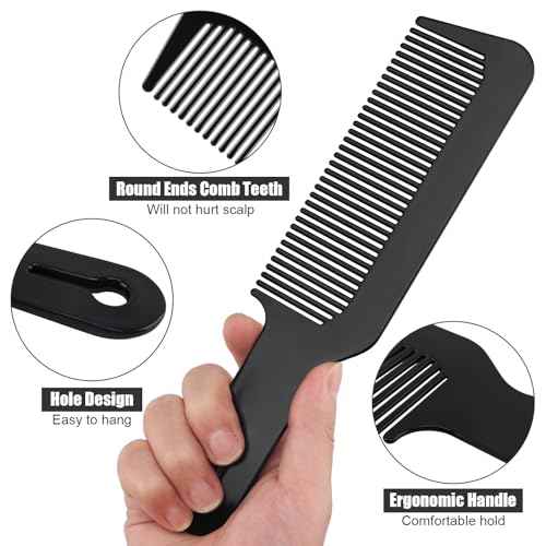 NICEMOVIC Barber Hair Cutting Blend Fade Combs 10 Pack for Hair Stylist, Barber Accessories Supplies, Fading Clipper Flat Top Blending Comb for Fades & Men Haircut Individually Wrapped (Black)
