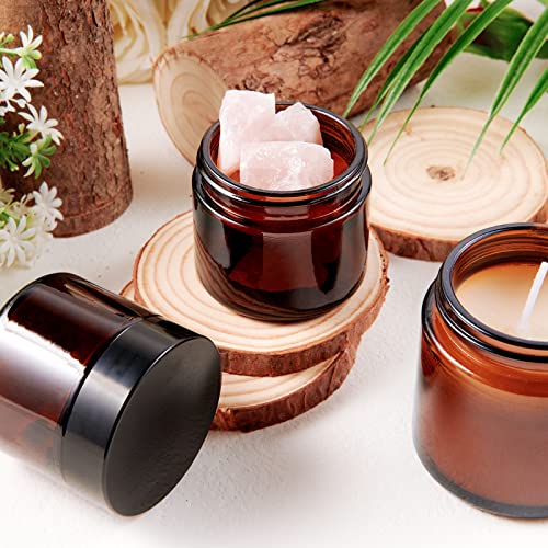 2oz Amber Glass Jars with Lids, 24 Pack Cosmetic Containers
