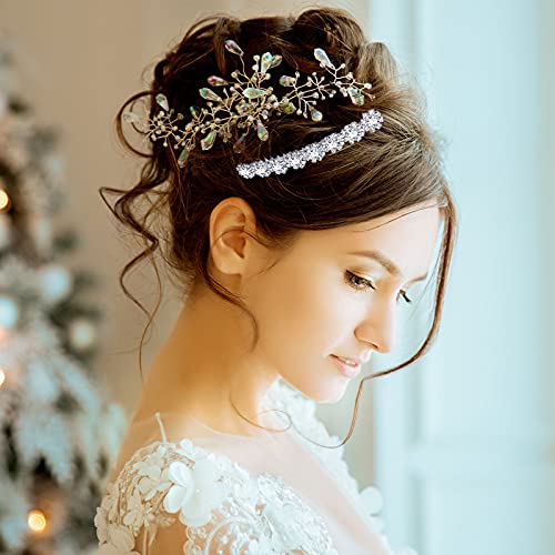 Geosar 4pc Alloy Rhinestone Hair Combs Wedding Bridal Silver Gold