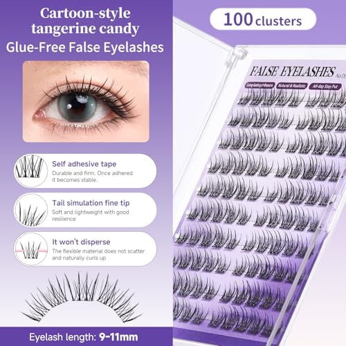 Self-Adhesive Lash Clusters 100PCS Wispy Preglued Press-On Eyelashes