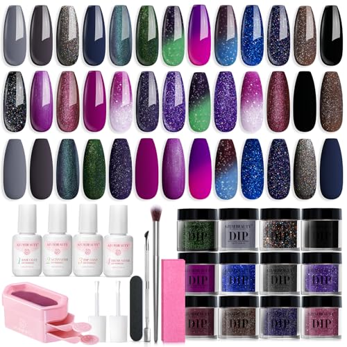 AZUREBEAUTY 20 Colors Dip Powder Nail Starter Kit with Liquids & Tools