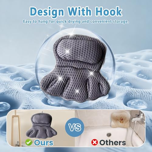 Luxury Bath Pillow with 4D Air Mesh & Suction Cups - Neck Support