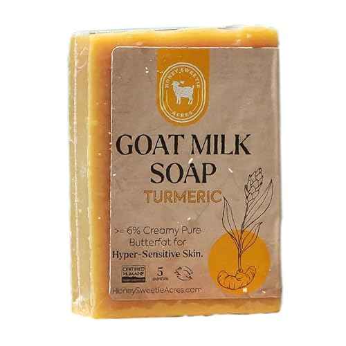 Honey Sweetie Acres Turmeric Goat Milk Soap - Handmade 5 oz Bar, Made with Natural Ingredients, Moisturizing & Gentle, Made in the USA