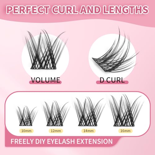 Lash Clusters 100PCS D Curl Wispy Natural Reusable Eyelash Extensions 10-16mm