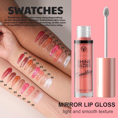 Brown Shimmer Plumping Lip Gloss with Glitter - Non Sticky