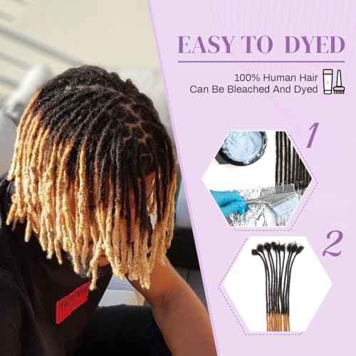 10 inch 70 Stands Interlocking Loc Extensions Human Hair, 0.6cm Width 100% Human Hair Dreadlock Extensions, Soft Human Hair Dreads Extensions, Natural Black (10 inch 70 Strands, 1B 0.6cm)