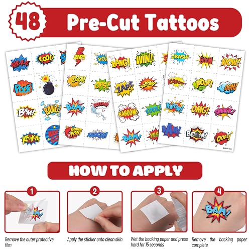 Hero Party Favor Set - 72 Pieces Tattoos & Slap Bracelets