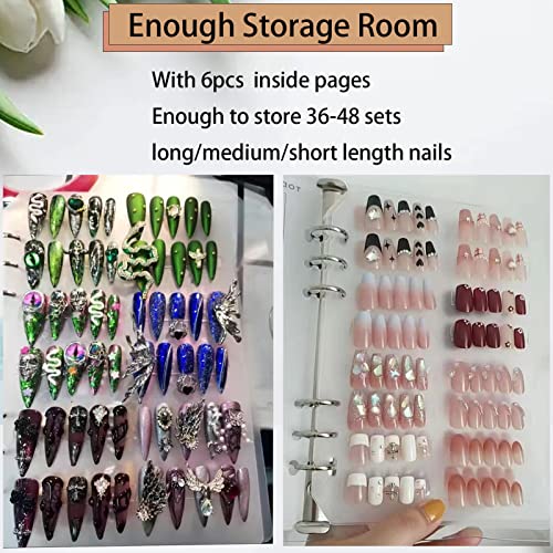Press On Nail Organizer Storage Book with 6 Pages & Tape