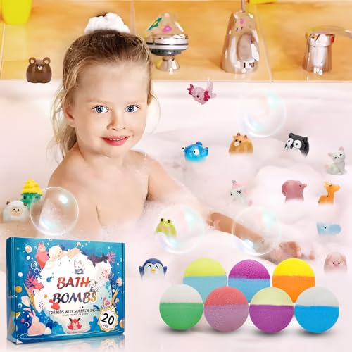 20 Pack Kids Bath Bombs with Surprise Animal Toys - Fun Bubble Bath Set
