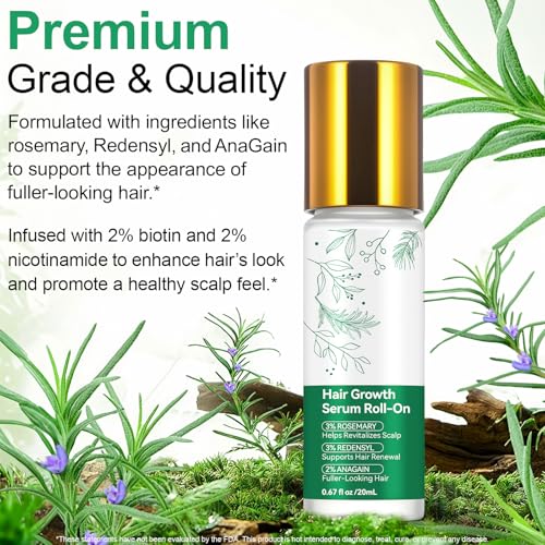 Rosemary Hair Growth Serum Roll-On for Thinning Hair, 2-Pack