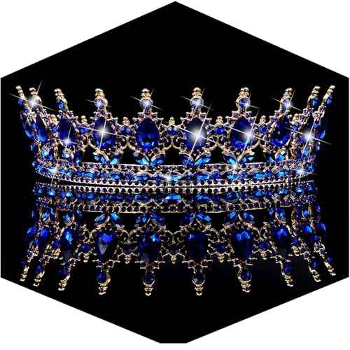 TOBATOBA Blue Tiaras and Crowns for Women, Crystal Wedding Tiara for Bride Queen Crown, Royal Princess Quinceanera Headpieces for Birthday Prom Pageant Halloween Cosplay