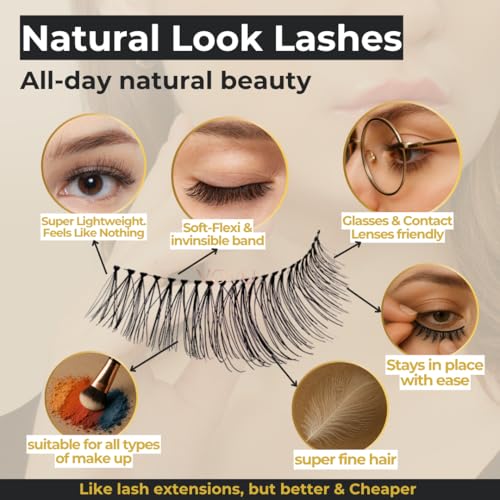 False Eyelashes 3D08 - Lightweight Reusable Lashes, 15+ Wears