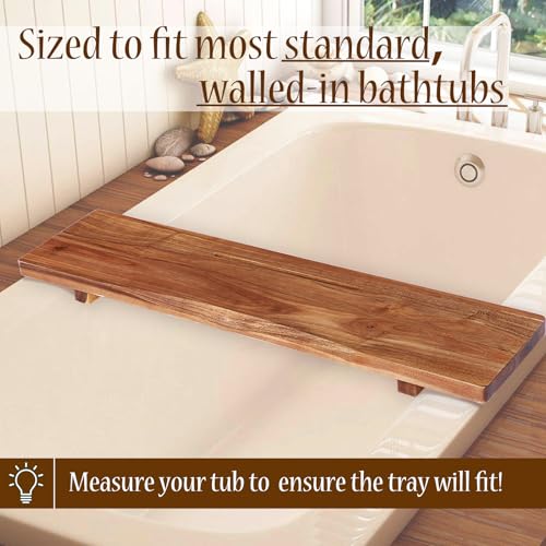 Acacia Wood Bathtub Tray Caddy with Adjustable Legs