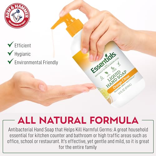 Arm & Hammer Liquid Hand Soap for Skin Cleaning - Hand Soap for Kitchen & Bathroom with Fresh Rain Water Scent - Natural Hand Soap Cleanses, Softens 14 FL Oz (414ml)